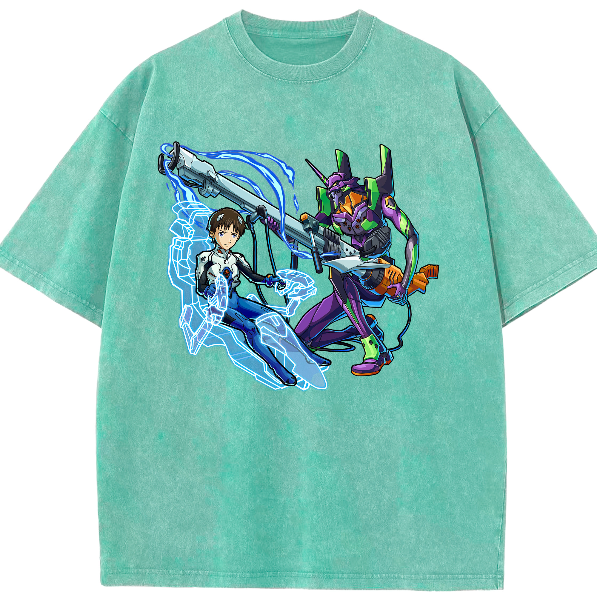 （画像用） EVA 新世紀エヴァンゲリオン 綿100% ヴィンテージ風 半袖Tシャツ（フロントプリント）